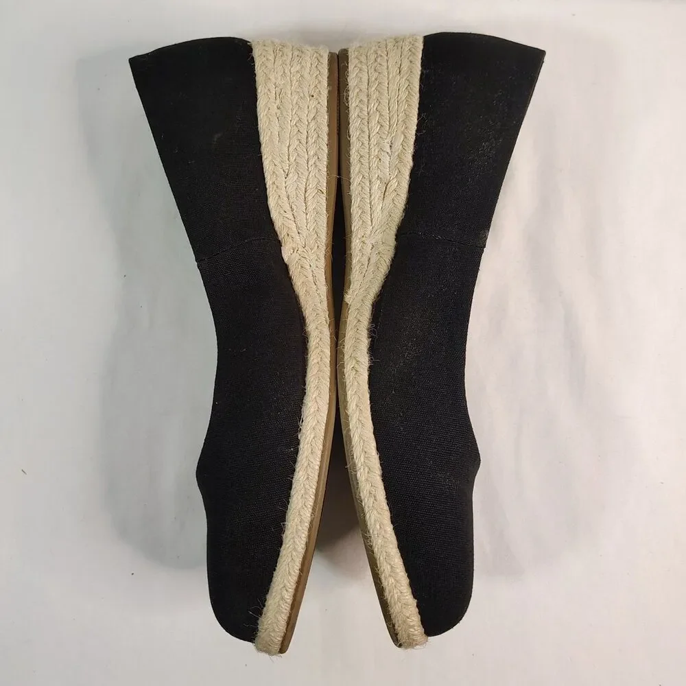 St. John’s Bay Women’s 8.5W Black Espadrille Wedge Flats Memory Foam Comfort